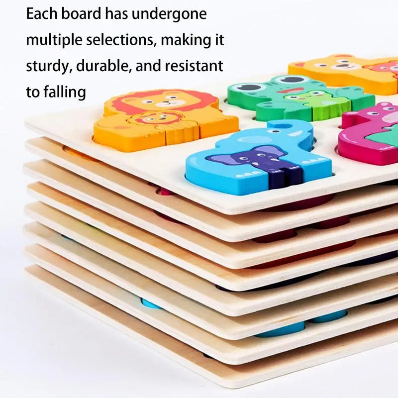 Montessori Puzzles Educational Toys for Baby Puzzle Board Jigsaw Game Wooden Geometric Shapes Puzzles for Kids Birthday Gifts
